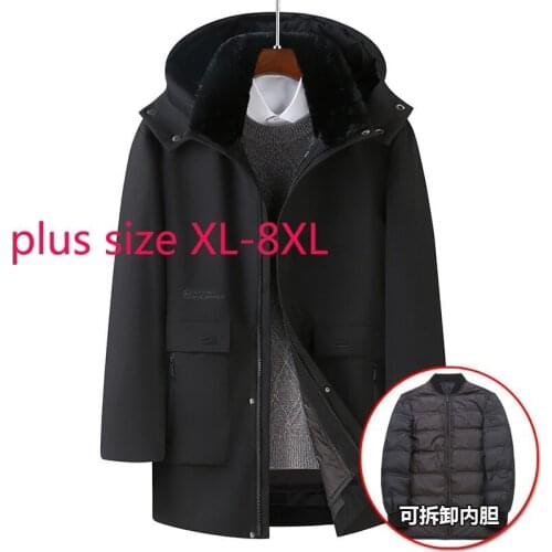 New Arrival High Quality Detachable Liner Autumn Winter Men Stand Collar Hooded Down Jacket Two Piece Set Plus Size XL-7XL 8XL
