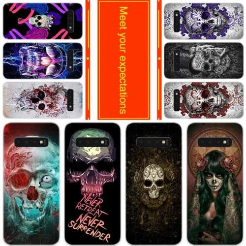 Floral Sugar Satanic Skull art Soft Case for Samsung Note 20 10 9 8 TPU Silicone Cover Pack Note20plus Note10plus Bumper Bag