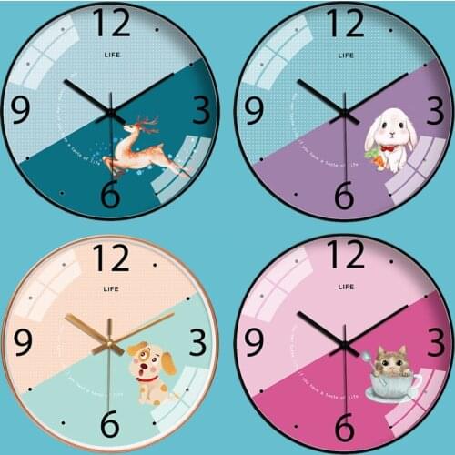 Modern Design Wall Clock Living Room Creative Cartoon Deer Penguin Watch Home Bedroom Quiet Simple Wandklok Home Decor AA50ZB