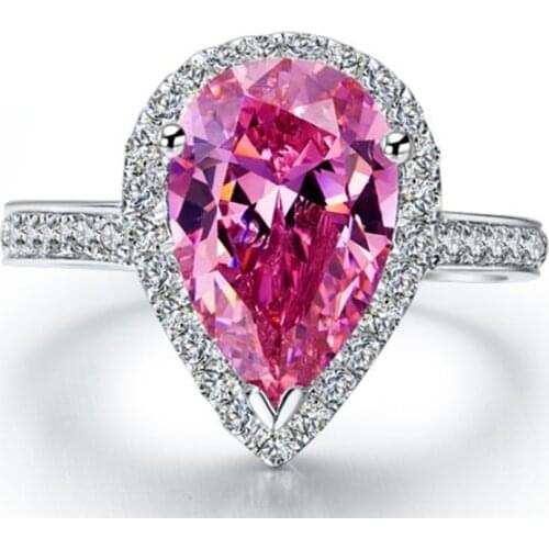 Solid Platinum PT950 Ring Pearl Shape 2CT Diamond Engagement Ring Best Promise Love Gift for Girl