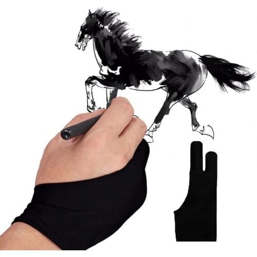 Fingerless Gloves Anti-Touch Two-Finger Painting Artist Drawing And Pen Drawing Glove Black Anti-Fouling Painting Student Gloves