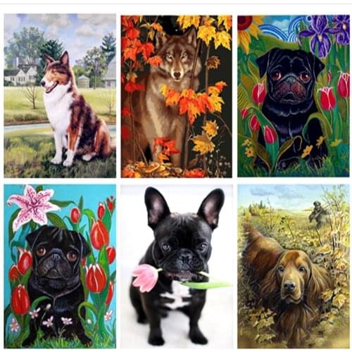 FULL Round/Square diamond painting h black pugs cross stitch full drill painting Plastic crafts diamond embroidery Black dog