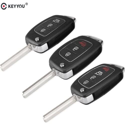 KEYYOU Remote Flip Folding Key Shell Case 3/4 Buttons For Mistra Hyundai Solaris Ix35 Ix45 Series 2 Verna Santa Right Side Blade
