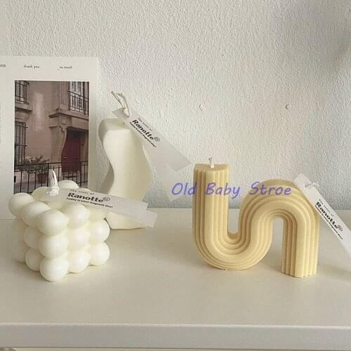 Geometric Wave Line Design Candle Silicone Mold Ccented Candle Making Diy Home Decoration Candle Handmade Soap Mold