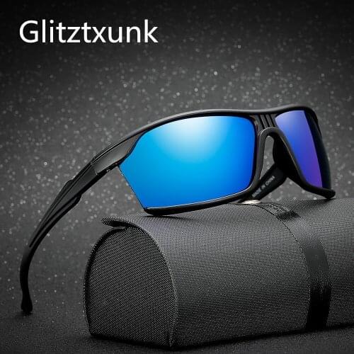 Glitztxunk Fashion Polarized Sunglasses Men Luxury Brand Designer Vintage Driving Sun Glasses For Male Goggles Shadow UV400