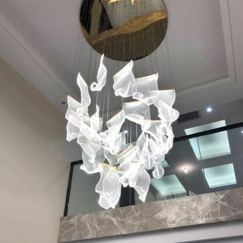 Modern chandelier lighting for staircase acrylic decor hanging lamps villa living room hallway gold bedside light fixtures