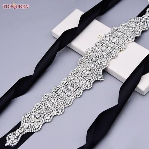 TOPQUEEN S233L Rhinestone Crystal Bridal Belts Wedding Bridal Belt for Women Width Bridal Belts for Women Dresses Party Belt