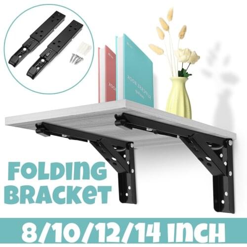 2PCS Triangle Folding Angle Bracket Heavy Support Adjustable Wall Mounted For Bench Table Shelf Bracket Furniture Hardware Black