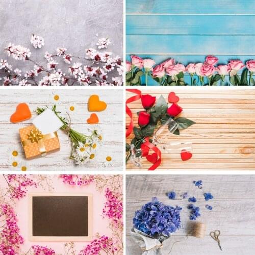 SHENGYONGBAO Vinyl Custom Photography Backdrops Flower and Wooden Planks Theme Photography Background 200212SU-003