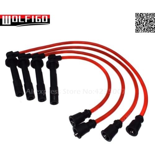WOLFIGO Red Spark Plug Wires Set 10.2MM Silicone Fit Mitsubishi Eagle Eclipse Talon 4G61 4G64 New