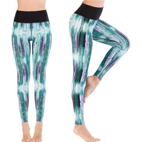 Womens Printed Yoga Pants High Waist Leggings Exercise Running Workout Tight Compression Swim Surf Trousers Rash Guard Swimsuit