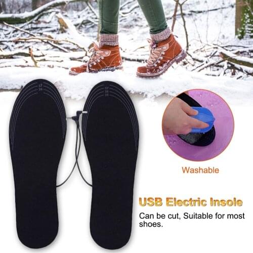 1 Pair 35-44 yards Winter Keep Warm Heated Insole Foot EVA Carbon Fiber Boot Insoles Cuttable Men Womens Shoes Pads Accessories