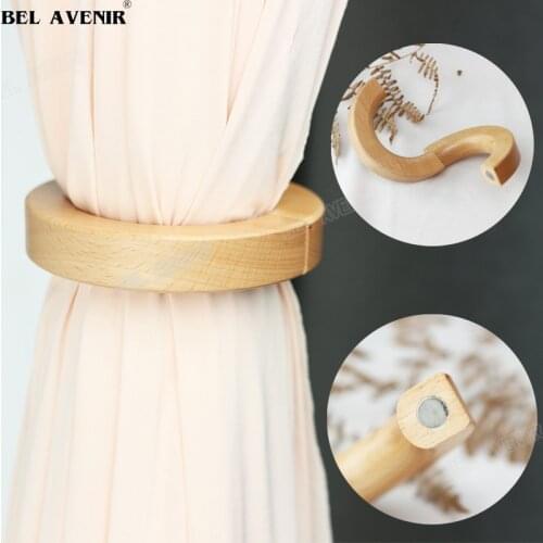 1Pc Wood Magnet Curtain Tiebacks Hanging Ropes Straps Hooks Holder Bind Belts Ball Curtain Accessories Tieback Home Decor