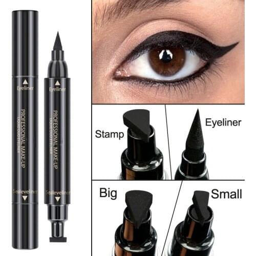 2 In 1 Eyeliner Stamp Liquid Eyeliner Pencil Makeup Stamps Seal Pen S Eyeliner Pencil Double-ended Waterproof Quick Dry Eyeliner