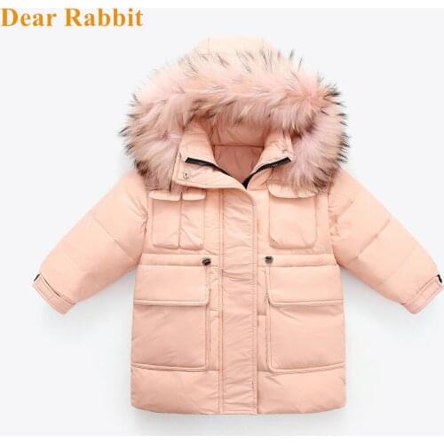2021 children 90% Winter White duck down Jacket toddler girl Clothes Snowsuit Outdoor hooded coat Kids parka real fur clothing
