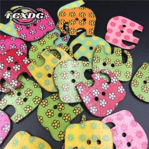 30pcs/lot Cute Elephant Shape Decorative Buttons for Crafts Wooden Buttons Scrapbooking Accessories Upholstery Furniture Buttons