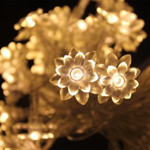 50M 400LEDs 9 Colors Lotus LED String Lights Lovers Day Holiday EventsHolidays Garland Decor. Flowers 220V EU UK AU Plug