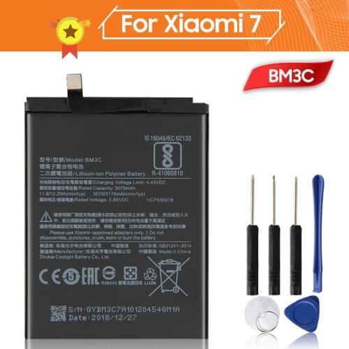 Xiao Mi Xiaomi BM3C Phone Battery For Xiao mi 7 MI7 3170mAh BM3C Original Replacement Battery + Tool