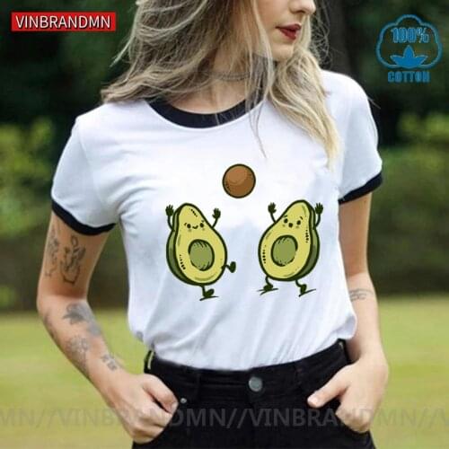 Anime Avocado Vegan women T shirt Ulzzang kawaii Cartoon tshirt harajuku 90s Graphic female short sleeve t-shirt summer clothes