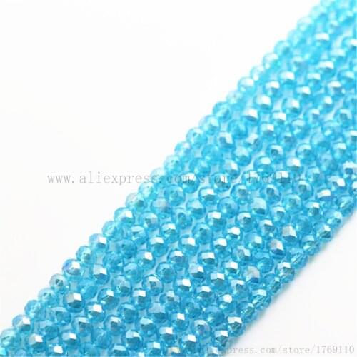 Isywaka Lake blue ab Color 1800pcs 2mm Rondelle Austria faceted Crystal Glass Beads Loose Spacer Round Bead for Jewelry Making