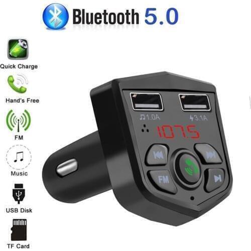 Car FM Transmitter Bluetooth 5.0 Wireless Handsfree Car Audio Receiver Car MP3 Player Auto Dual USB Fast Charger Car Accessories