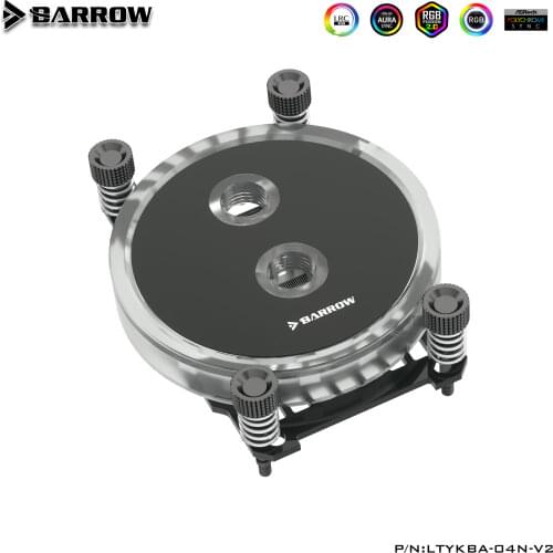 Barrow LTYKBA-04N-V2, For AM4 CPU Water Blocks, LRC RGB v2 Acrylic Microcutting Microwaterway Water Cooling Block