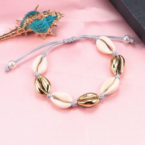 Handmade Natural Seashell Hand Knit Bracelet For Women Fashion Cowrie Shell Bohemian Adjustable Rope Bracelets Girl Jewelry Gift