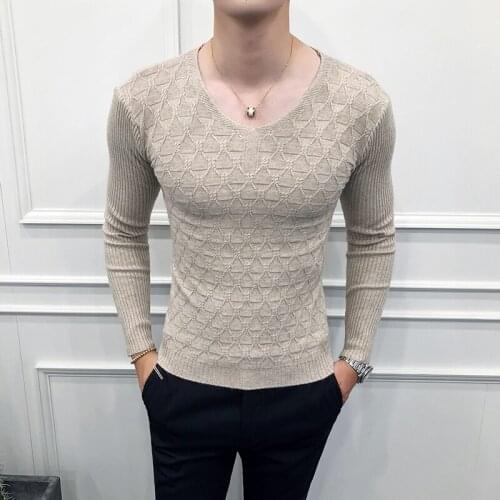 Brand Men Sweater Fashion 2020 Autumn Winter V Neck Casual Knitted Sweaters For Men Long Sleeve Slim Fit Streetwear Pull