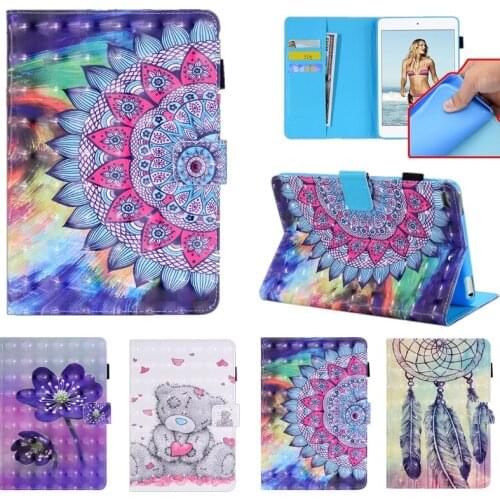 For apple iPad 2/3/4 case Fashion 3D Painted Leather Smart wallet cover for iPad 2 ipad 3 ipad Tpu soft cover Stand Holder Coque