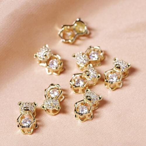 Zircon Small Active Heart of Bear 3D Alloy Nail Decorations Spin Crystal Nail Art Rhinestone Jewelry Manicure Accessories AF-01