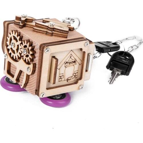 Wooden Busy Cube Children Hands Ability Training Lock Box Early Learning Activity Cube Baby Montessori Educational Toys