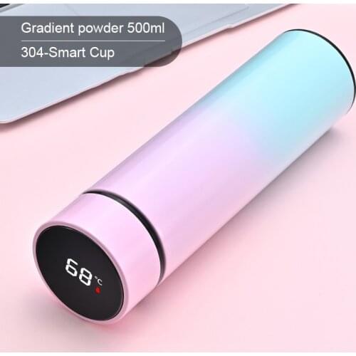 Portable color changing hot water cup 500ml coffee cup temperature LED display 304 stainless steel travel mug wedding gift