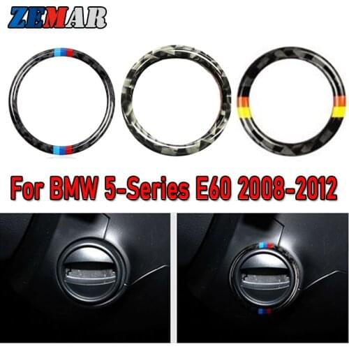 Carbon Fiber For Bmw E60 2008-2010 Car Interior Keyhole Ring Decoration Cover Stickers Circle Trim 5 Series M Accessories