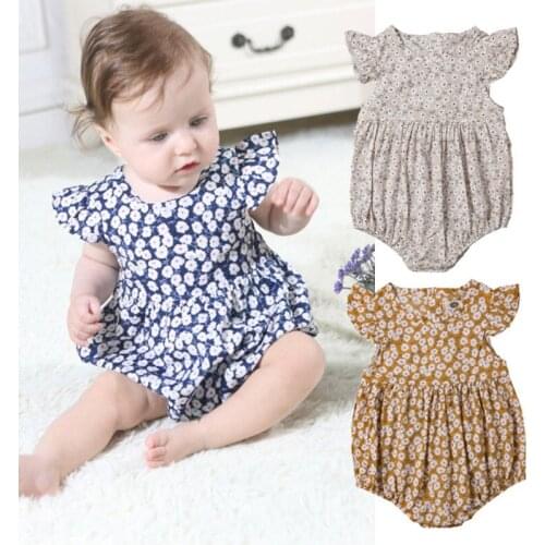Flower Newborn Baby Girl Rompers Summer Baby Girls Clothing Ruffles Rompers Jumpsuit Playsuit