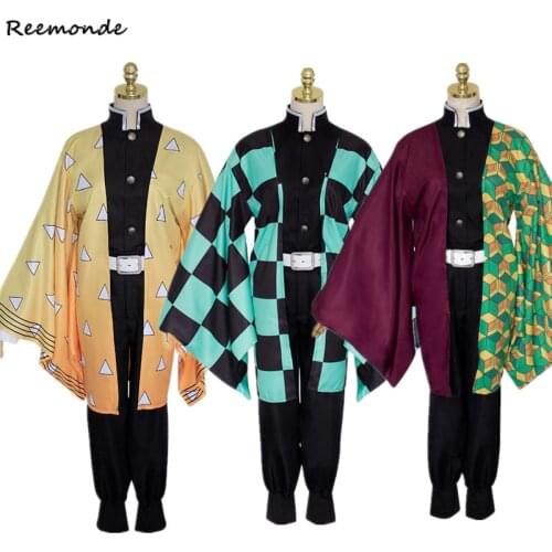 Demon Slayer: Kimetsu no Yaiba Zenitsu Cosplay Costume Kamado Tanjirou Kimono Agatsuma Hoodies Sweatshirts Uniform Wigs Men Boy