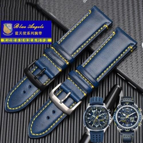 Leather watch with universal sky Eagle blue angel AT8020 JY8078 watch with male 23mm blue
