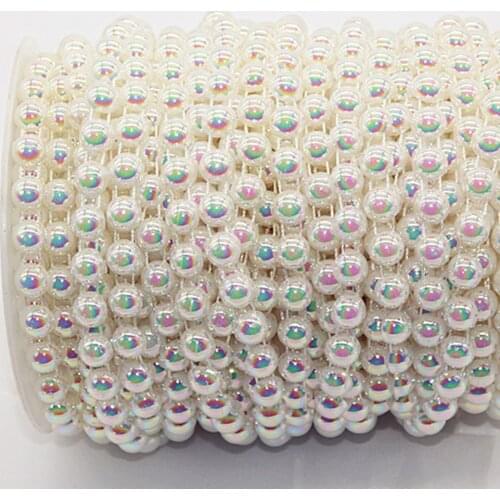 1YD Hot Sale Bead String 8mm Semicircle AB Color Connection Bead Doll Clothing Line Drill Multicolor Optional Fixed Beads