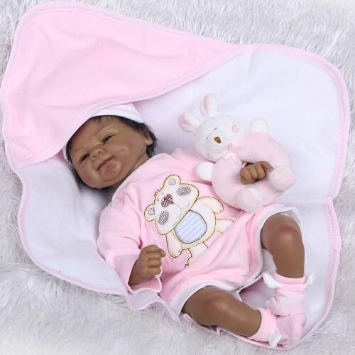 Little girl bebe reborn silicone doll 40cm lifelike African newborn babies alive doll playmate black skin newborn rebirth dolls