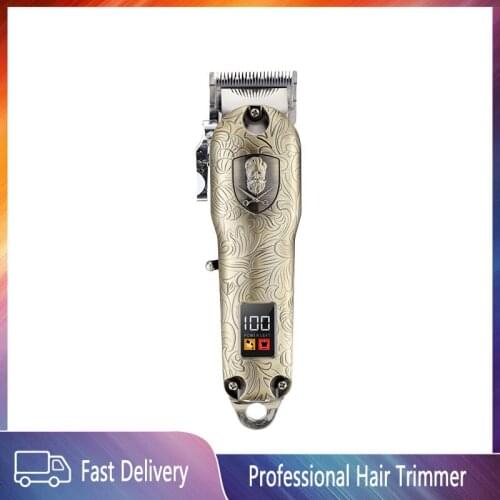 Professional Hair Clipper Rechargeable Cordless Barber Shop Beard Electric Cutter Hair Cutting Machine LCD Metal Trimmer for Men