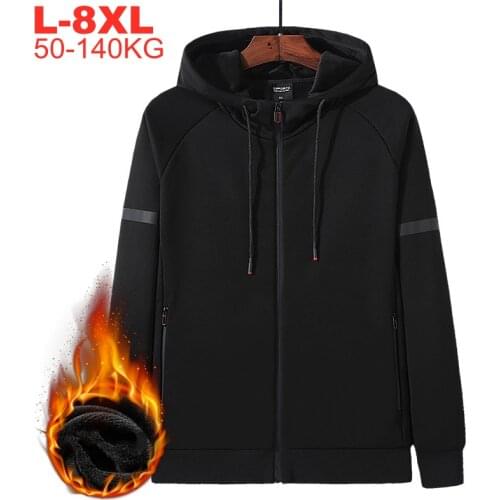 Winter Thicken Mens Jackets Plus Size 8xl 7xl 6xl 5xl Hoodies Fleece Lined Casual Hooded Jacket Coat Male Warm Sports Coats Men