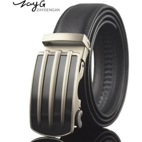 ZAYG Men belt fashion designer men automatic buckles leather luxury belts business mens alloy buckle belts for men belt black