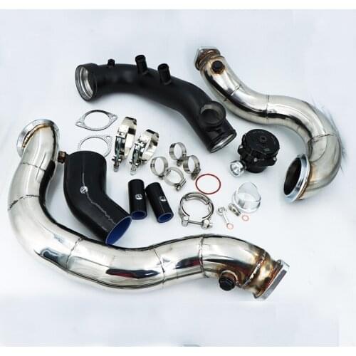 N54 3.0T E82 E88 E90 E92 E8X E9X 135i 335i Intake Turbo charge pipe Cooling kit + 50mm BOV +3'' Catless Downpipe