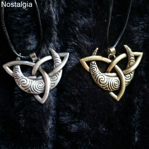 Nostalgia Crescent Moon Pendant Necklace Trinity Talisman Pagan Jewelry Charms Weird