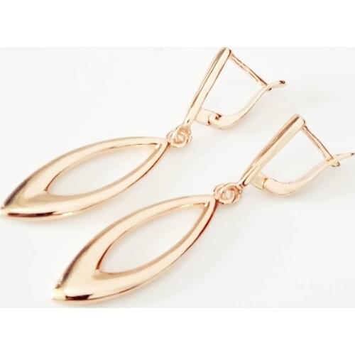 2019 New Fashion Earring Trendy Rose Gold Color Earring Oval Brass Women Earrings Simple Long Women Drop Earrings