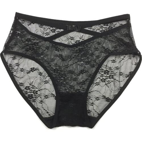 New sexy ladies underwear with ribbon cross hollow bowknot lace buttocks breathable and comfortable