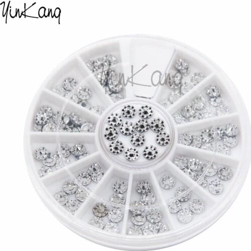 New Arrival 4mm Acrylic Glitters Studs Nail Art Stickers DIY Manicure Tips Rhinestone Decoration Wheel