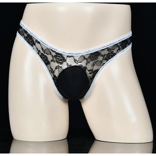 New Arrival ! Mens Hot Lace Low-rise Sexy Fashion Oil Cock Bag Thin Breathable Briefs Erotic Underwear