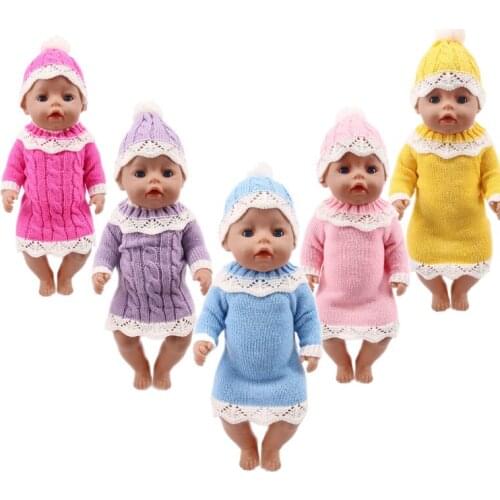 Born Baby Doll Clothes Warm Snow Reindeer Christmas Tree 18 Inch Girl &43 CM Doll Sweater Hat Winter Warm Set