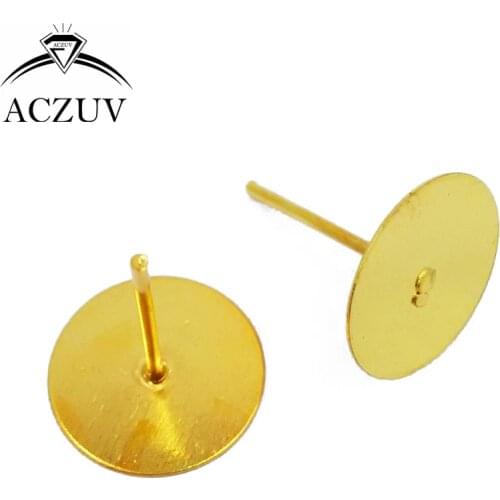 Wholesale 5000pcs Gold Plated 4mm 6mm 8mm 10mm Earring Pins Stud Earring Posts with Pad Jewelry Findings EDT018