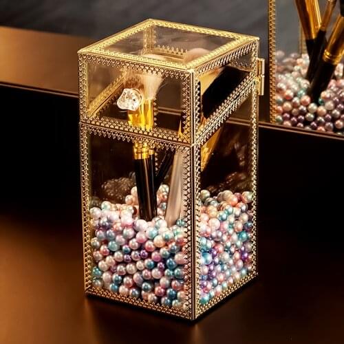 New Arrival Makeup Organizer Box Jewelry Nail Polish Earring Glass Makeup Brush Holder Box Home Desktop Organizer For Cosmetics